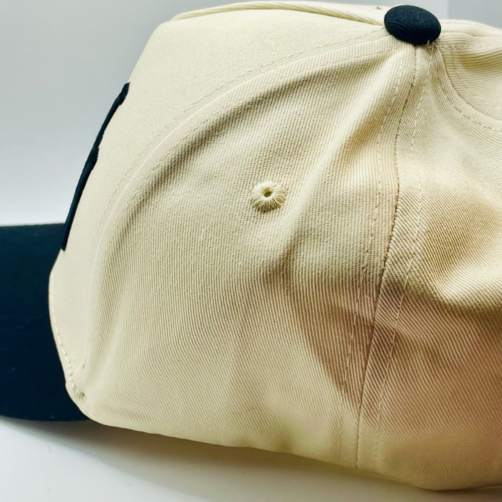Howdy Embroidered 2 Tone Trucker Hat - Cream & Black. Cowboy Image on Side - Picture 6 of 7
